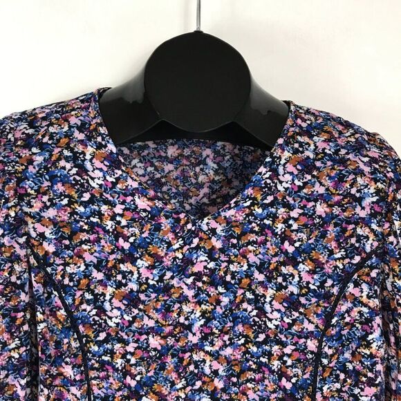 J. Jill Floral 3/4 Sleeve Blouse Women's XS Petite Crinkle Rayon Relaxed Career - Picture 3 of 11